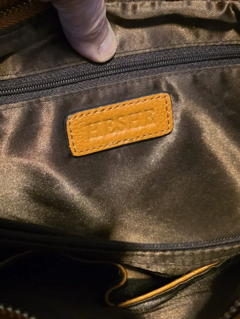 Hessee Brown Zippered Large Handbag